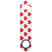 Tweezijdig rood en wit hartpatroon speed flessenopener (Achterkant)