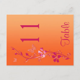 Tweezijdig Roze en Oranje Bloemen Tafelnummer