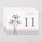 Tweezijdig roze grijze witte Chevron tabelnummer Briefkaart (Voorkant / Achterkant)