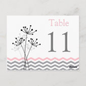 Tweezijdig roze grijze witte Chevron tabelnummer Briefkaart (Achterkant)