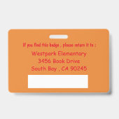 Tweezijdig schoolbibliothecaris ID-badge Badge (Achterkant)
