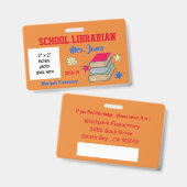 Tweezijdig schoolbibliothecaris ID-badge Badge (Voor- en achterkant)