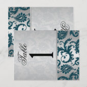 Tweezijdig Silver en Blauwgroen Damask II Tafelnum Briefkaart (Voorkant / Achterkant)