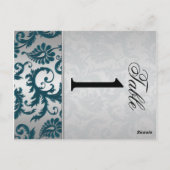 Tweezijdig Silver en Blauwgroen Damask II Tafelnum Briefkaart (Achterkant)