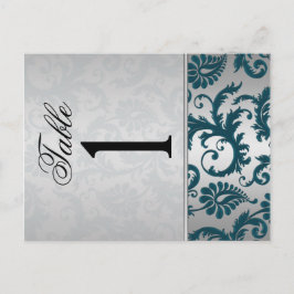 Tweezijdig Silver en Blauwgroen Damask II Tafelnum Briefkaart