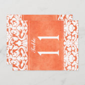 Tweezijdig Sinaasappel en wit Damask Tafelnummer (Voorkant / Achterkant)