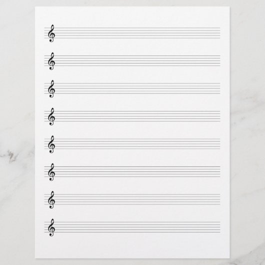 Tweezijdig Treble Clef Music Manuscript Stafpapier Briefhoofd (Voorkant)