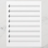 Tweezijdig Treble Clef Music Manuscript Stafpapier Briefhoofd (Achterkant)