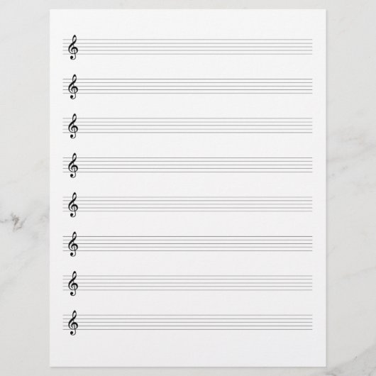 Tweezijdig Treble Clef Music Manuscript Stafpapier Briefhoofd (Achterkant)