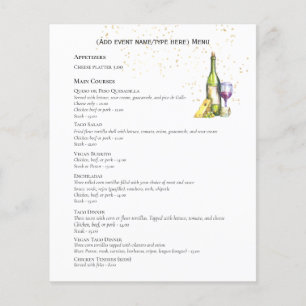 Tweezijdig wijnkaas menutemplate budget flyer