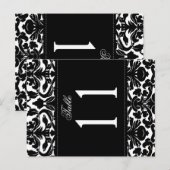 Tweezijdig zwart-wit damast tafelnummer (Voorkant / Achterkant)