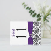 Tweezijdig zwart, wit, Paarse Damask Tafelnummer (Staand voorkant)