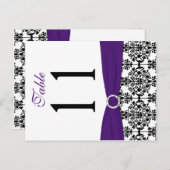 Tweezijdig zwart, wit, Paarse Damask Tafelnummer (Voorkant / Achterkant)