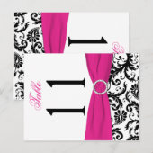 Tweezijdig zwart, wit, roze Damast Tafelnummer (Voorkant / Achterkant)