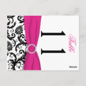 Tweezijdig zwart, wit, roze Damast Tafelnummer (Achterkant)