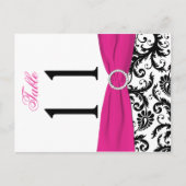 Tweezijdig zwart, wit, roze Damast Tafelnummer (Voorkant)