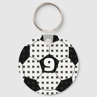 Tweezijdige aangepaste voetbalspelernaam & initial sleutelhanger