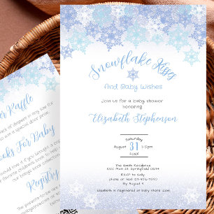 Tweezijdige Blauwe Sneeuwvlok Baby Shower Uitnodig Kaart
