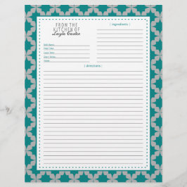 Tweezijdige Blauwgroen retro ster recept pagina