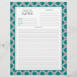 Tweezijdige Blauwgroen retro ster recept pagina
