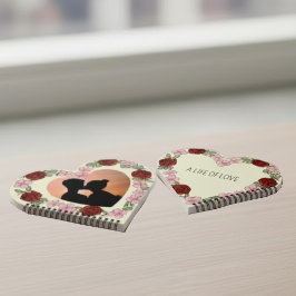 Tweezijdige bloemhart aangepaste foto en citaat ni notitieboek