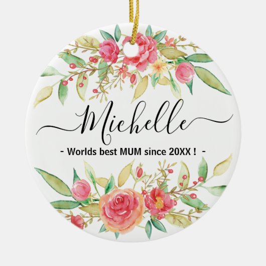 tweezijdige cadeautjes voor moeder, aangepaste naa keramisch ornament (Voorkant)