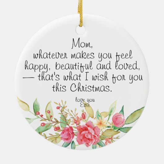 tweezijdige cadeautjes voor moeder, aangepaste naa keramisch ornament (Achterkant)