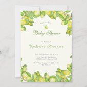 Tweezijdige citroengele babyshower uitnodiging (Voorkant)