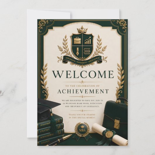 Tweezijdige diploma-uitnodiging aankondiging (Voorkant)