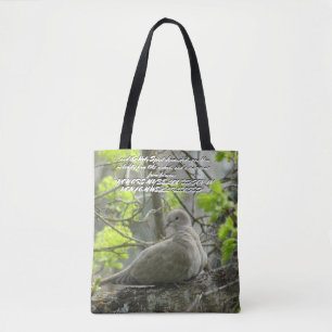 Tweezijdige Duif en Bijbelvers Boodschappentas Tote Bag