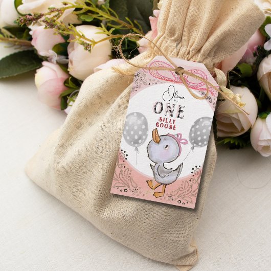 Tweezijdige Een Dwaas Gans 1e Verjaardag Foto Cadeaulabel