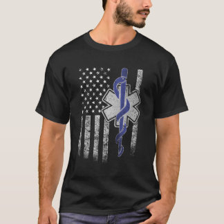 Tweezijdige EMT First Responder American Flag Gift T-shirt