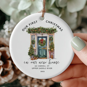 Tweezijdige foto Ons eerste kerst nieuwe huis Keramisch Ornament