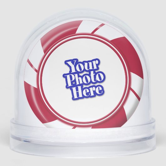 Tweezijdige Foto Pepermunt Swirl Stripe Snoep Sneeuwbol (Voorkant)