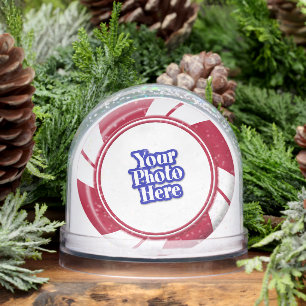 Tweezijdige Foto Pepermunt Swirl Stripe Snoep Sneeuwbol