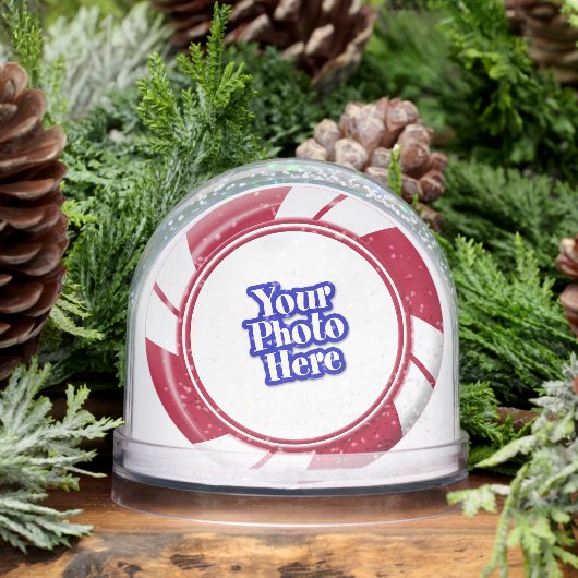 Tweezijdige Foto Pepermunt Swirl Stripe Snoep Sneeuwbol (Winter)