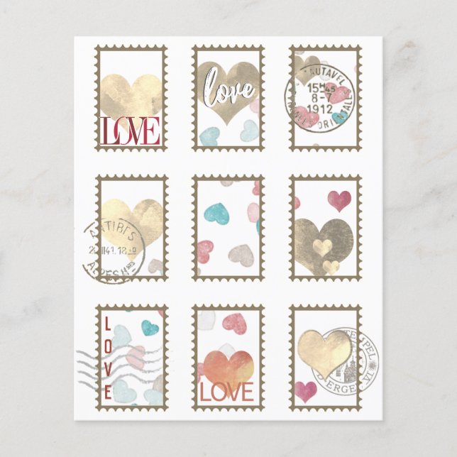 Tweezijdige Franse hartpostafstempels 1 x 1,5 inch (Voorkant)