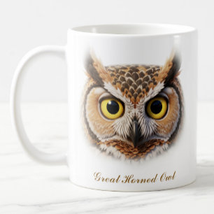Tweezijdige Great Horned Owl Coffee Mok ontwerp