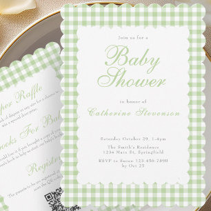 Tweezijdige Groene Baby Shower Uitnodiging
