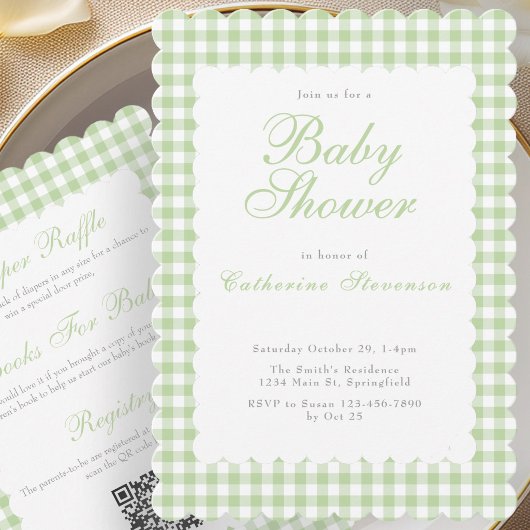 Tweezijdige Groene Baby Shower Uitnodiging