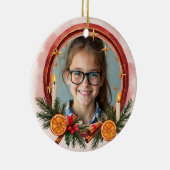 Tweezijdige Herdenkings Kerst Warm Gloed Keramisch Ornament (Rechts)