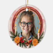 Tweezijdige Herdenkings Kerst Warm Gloed Keramisch Ornament (Links)