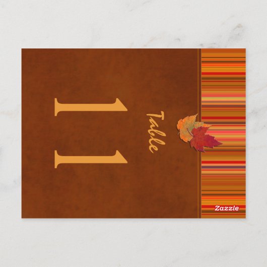 Tweezijdige herfstbladeren en streeptafelnummer briefkaart (Achterkant)