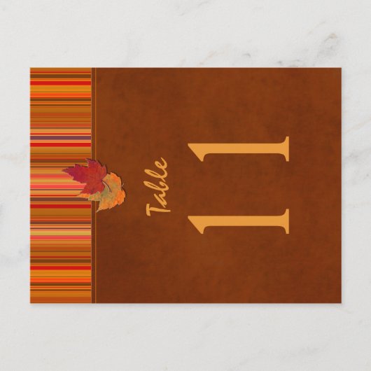 Tweezijdige herfstbladeren en streeptafelnummer briefkaart (Voorkant)