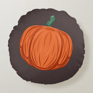 Tweezijdige herfstpompoenen en eikels rond kussen