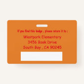 Tweezijdige identiteitskaart voor bibliothecaris badge (Achterkant)