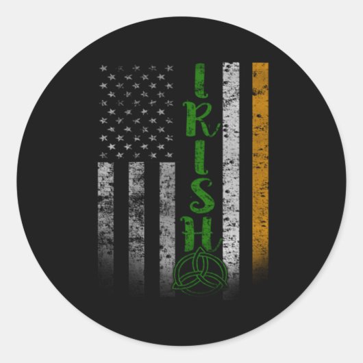 Tweezijdige Ierse Amerikaanse vlag Ronde Sticker (Voorkant)