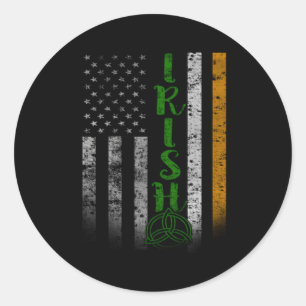 Tweezijdige Ierse Amerikaanse vlag Ronde Sticker