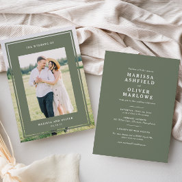 Tweezijdige ingelijste foto bruiloft website kaart