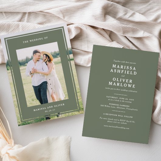 Tweezijdige ingelijste foto bruiloft website kaart